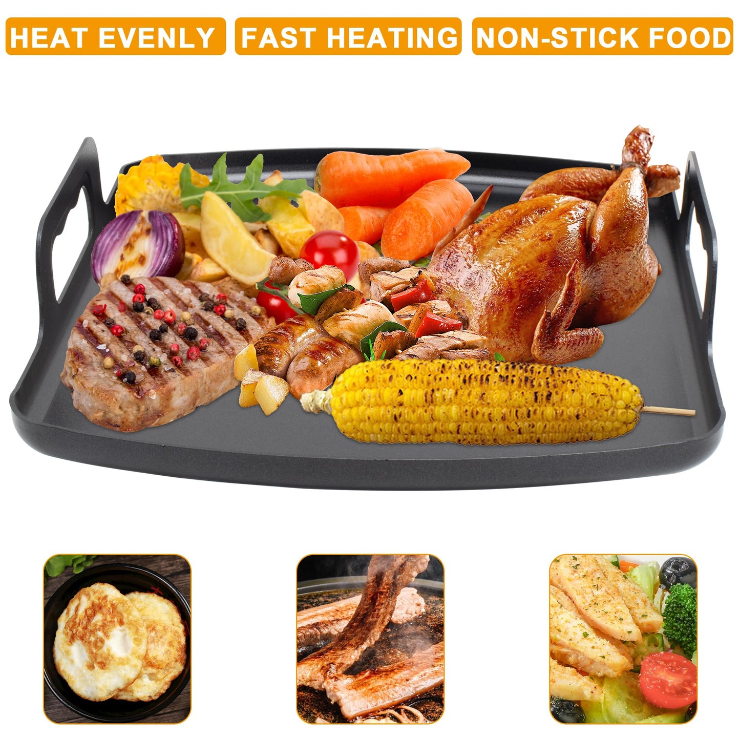 BBQ PLUS Grill Griddle Plate for Ninja Foodi Indoor AG300, AG300C, AG301, AG301C, AG302 Models Grill,Griddle Air Fryer Pan Replacement Parts for Ninja IG301A LG450CO,Non-Stick GE Gas Stove Top Parts