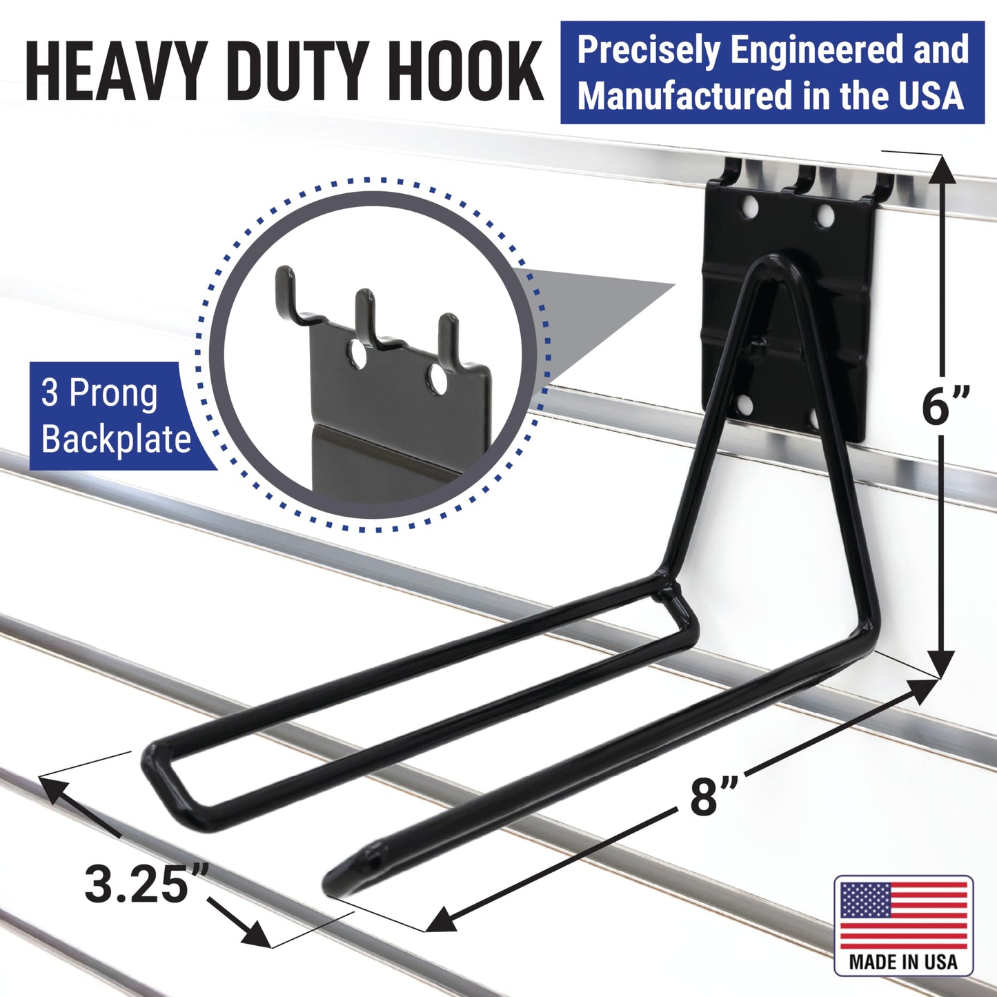 Victory Display Heavy Duty Garage Hooks | for Tools, Ladders, Garden Equipment | Fits Pegboard & Slatwall | Storage Hook for Hanging | Shed Wall Organizer for Tool Rack, Garage Wall Hangers | 3-Pack