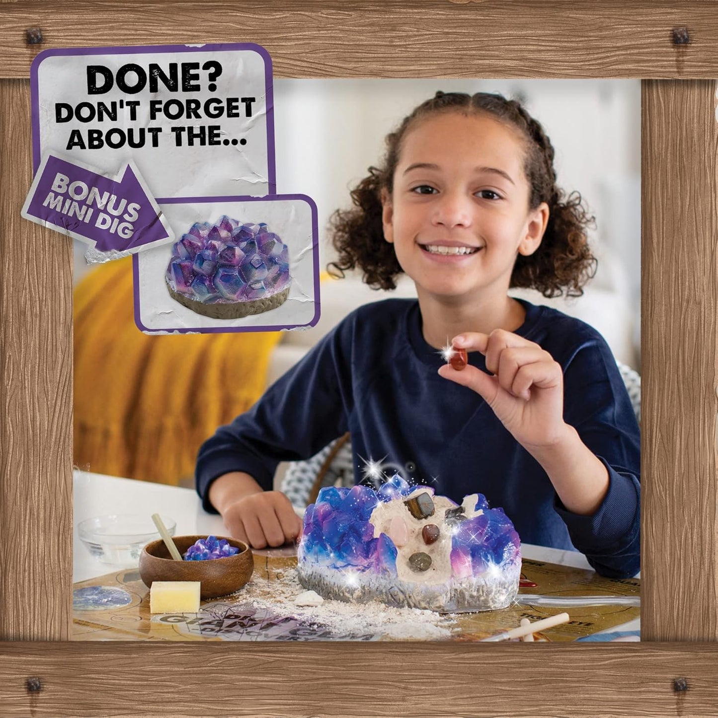 MindWare Dig It Up Giant Gem Discovery Kit - Engaging Geology Experience for Kids | 12 Real Polished Gemstones, Tools & Poster - Ages 4+