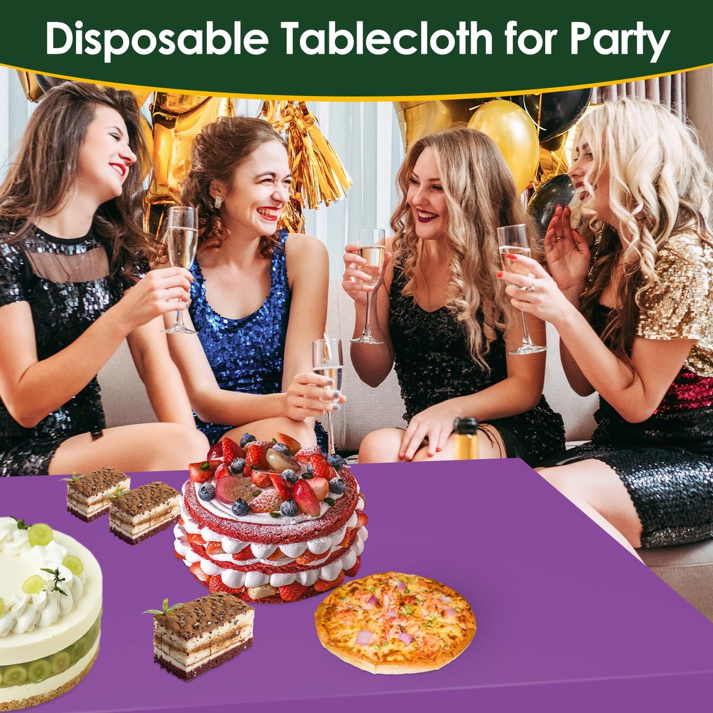 Xnluothsk Purple 5 Pack 54 x 108 Inch Plastic Tablecloth Disposable Tablecloth for Rectangle Table, Party Plastic Table Cloth