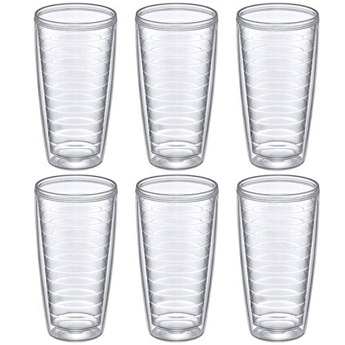 Amazing Abby - Alaska - 24-Ounce Insulated Plastic Tumblers (Set of 6), Double-Wall Plastic Drinking Glasses, All-Clear Reusable Cups, BPA-Free, Shatter-Proof, Dishwasher-Safe