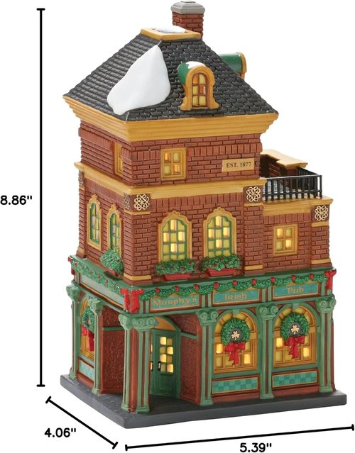 Department 56 Christmas In The City Village - Murphy's Irish Pub Lit Building | 8.86 Inch, Multicolor