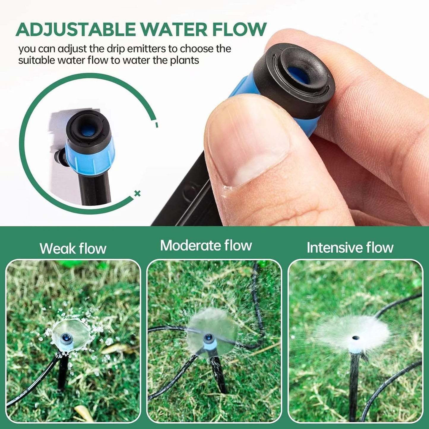Maotong 52 Pack Drip Emitters - Vortex & Stream Sprays for 1/4" Drip Irrigation Tubing