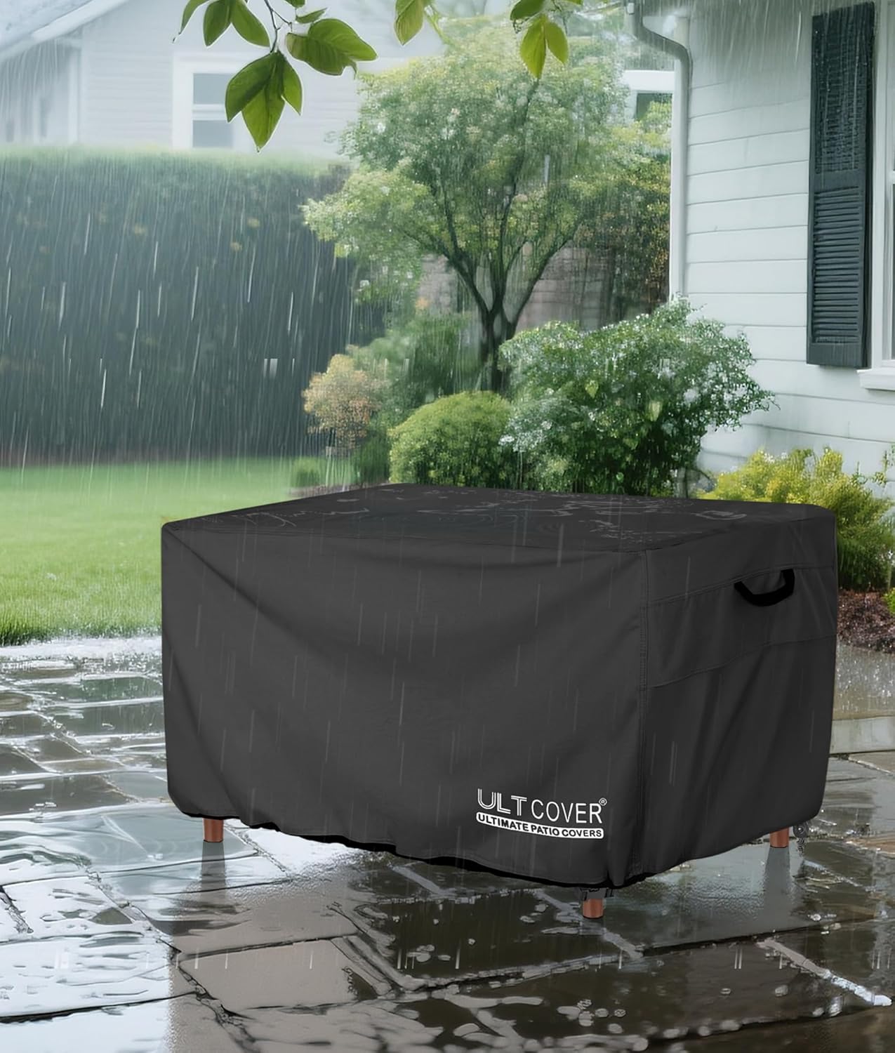ULTCOVER Rectangular Gas Fire Pit Table Cover - Waterproof Heavy Duty Protection | 52x34 Inch, Black