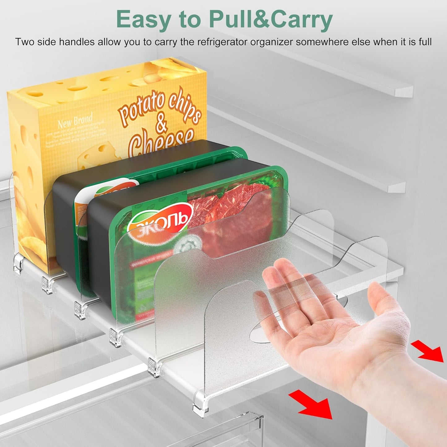 SURETIVIAN Freezer Organizer - 12” Adjustable Fridge Rack with Removable Dividers & Handles | Black