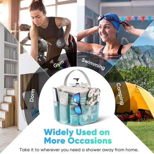EUDELE Mesh Shower Caddy - Portable 8-Pocket Organizer for Quick Drying | Ideal for Beach, Gym & Travel