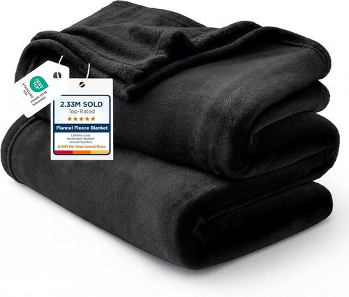 Bedsure GentleSoft Fleece Throw Blanket - Lightweight Plush Cozy Black Blanket for Sofa, 50x60 Inches