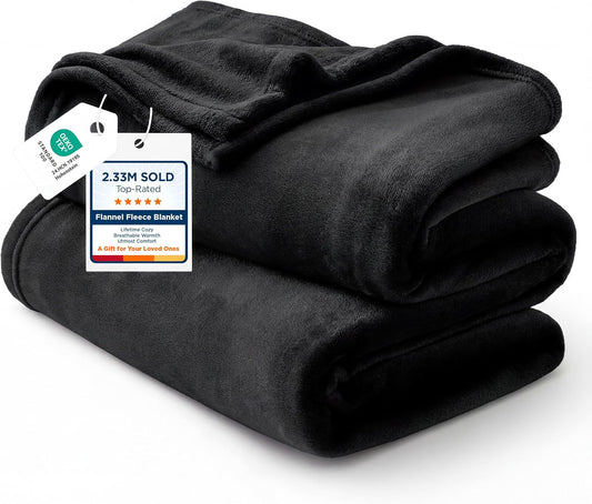 Bedsure GentleSoft Fleece Blanket - Lightweight Plush Cozy Twin Size Black Blanket for Bed & Travel, 60x80 Inches