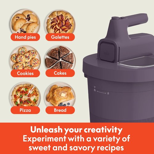 Bella 3.5 Qt Electric Hand & Stand Mixer - 2-in-1 with Bowl, Dough Hook & Whisk | Plum Color, 200 Watt