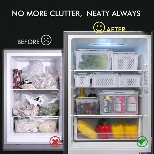 HOTEC Large Fruit Storage Container - 5-Pack, Leak-Proof, BPA-Free, Dishwasher & Microwave Safe, 4.15L