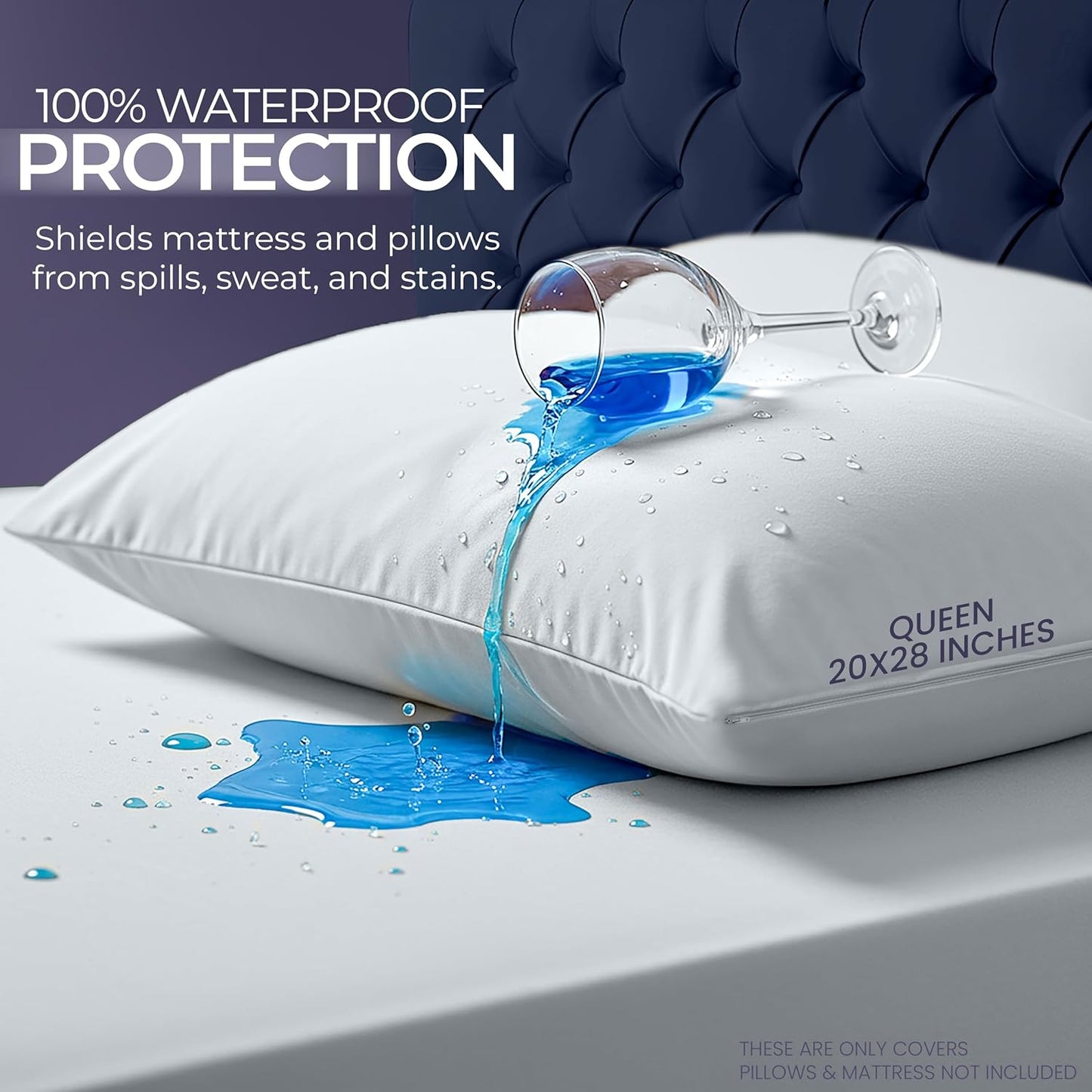 Skiennix Waterproof Mattress Protector - Twin Size with Zippered Pillow Protector & Deep Pocket Fitted Sheet
