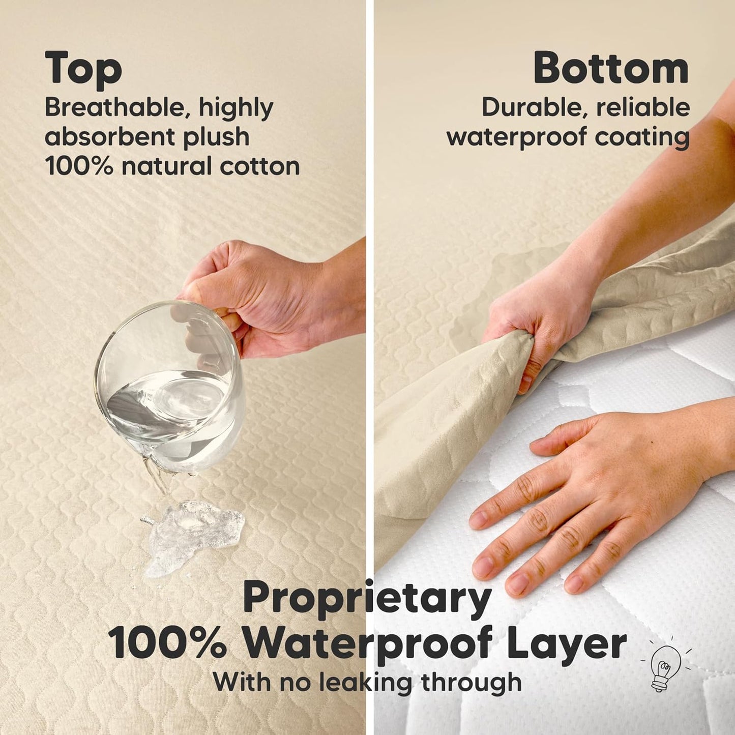 Skiennix Waterproof Crib Mattress Protector Cover - Soft Quilted Cotton Pad, 52" x 28", Machine Washable, 2-Pack