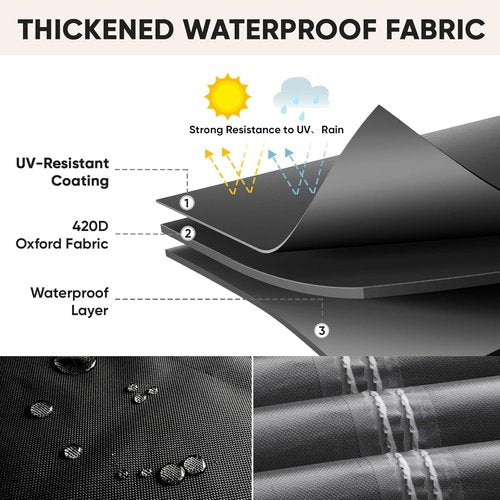 BALEINE Outdoor Furniture Covers - Heavy Duty Waterproof Oxford Table & Chair Cover | Black, 138"L x 86"W x 32"H