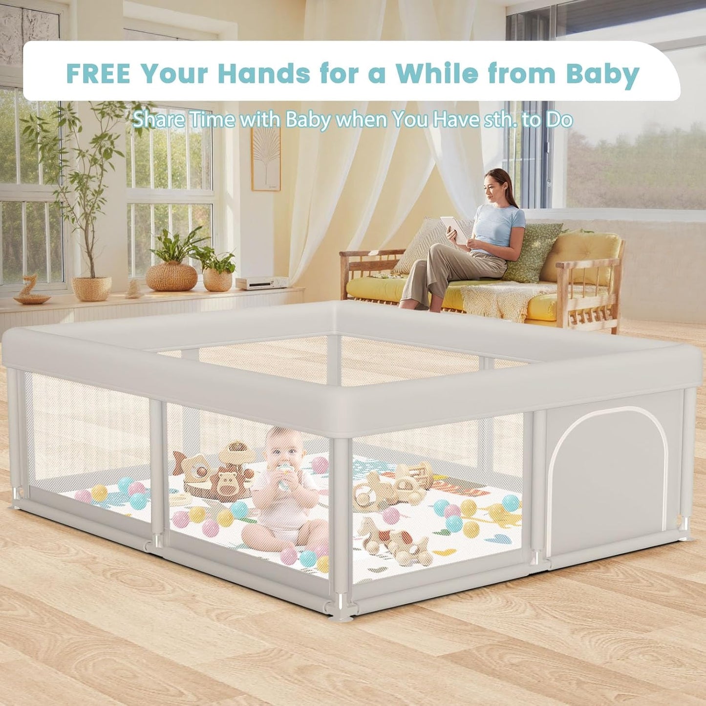 Regine Switzerland Baby Playpen - Sturdy Safety Playpen with Gate | 50x50 Inch Indoor & Outdoor Activity Center