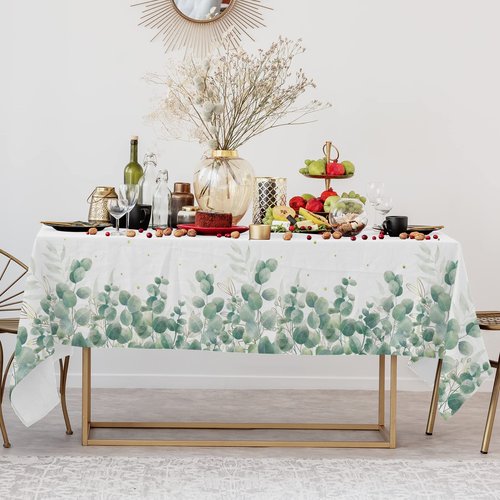 Gatherfun Sage Greenery Baby Shower Disposable Tablecloth, Plastic Table Cover for Baby Shower Party,Boho Greency 3 PCS, 54”x 108”