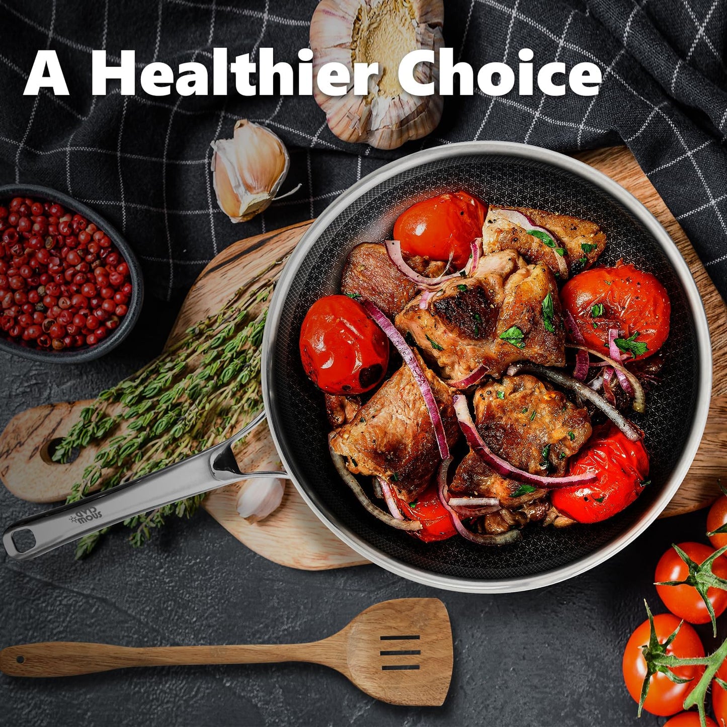 OATOFP Non Stick Frying Pans 12 inch, Hybrid Frying Skillets Nonstick with Lid,non stick Stainless Steel Pans, Dishwasher and Oven-Safe Chef Pan, Induction Compatible Cooking Pan, PFOA Free Cookware