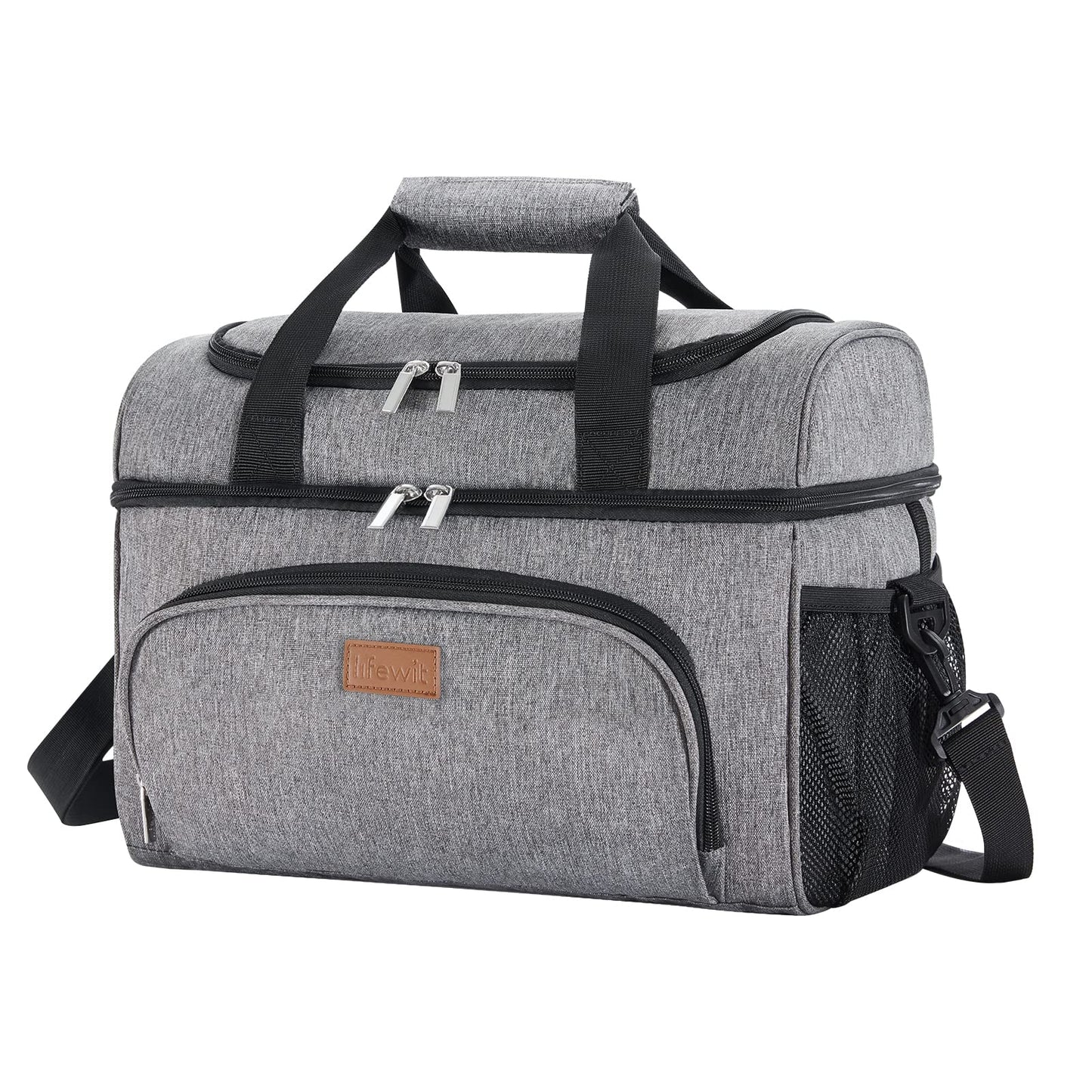 Lifewit Insulated Cooler Bag, 32 Can Large Leakproof Beach Cooler, Lightweight Portable Double Layer Soft-Sided Travel Ice Chest for Camping, Kayaking, Road Trips, Grocery Shopping, Gray