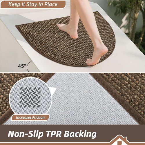 BEQHAUSE Dirt Trapper Door Mat - Non-Slip, Washable Entrance Rug | 17" x 30", Brown, Low Profile Design