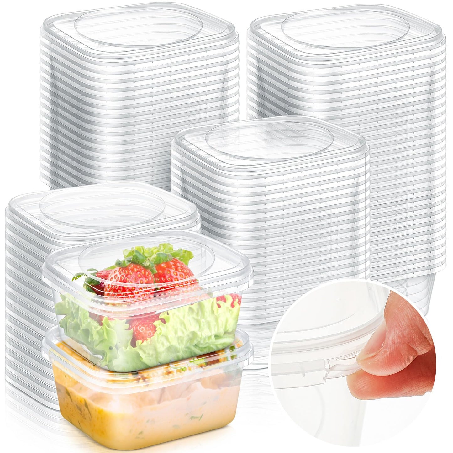 Yiyiring 50 Pack 16 oz Tamper Proof Clear Deli Containers with Lid Disposable Square Plastic Deli Sandwich Tiramisu Airtight Meal Container for Refrigerator Dishwasher Microwave Take out Kitchen