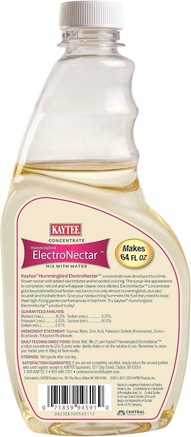 Kaytee Hummingbird ElectroNectar - Wild Bird Food Concentrate, 16 oz (Makes 128 oz) - 2 Pack