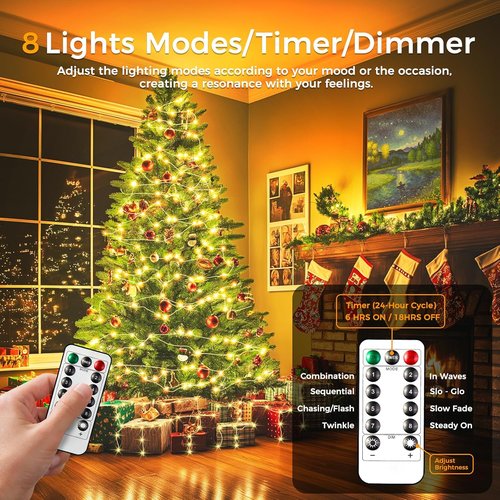 Fairy Lights | 33Ft Battery Operated 100 LED Twinkle Lights with Remote & Timer - Waterproof for DIY Decor
