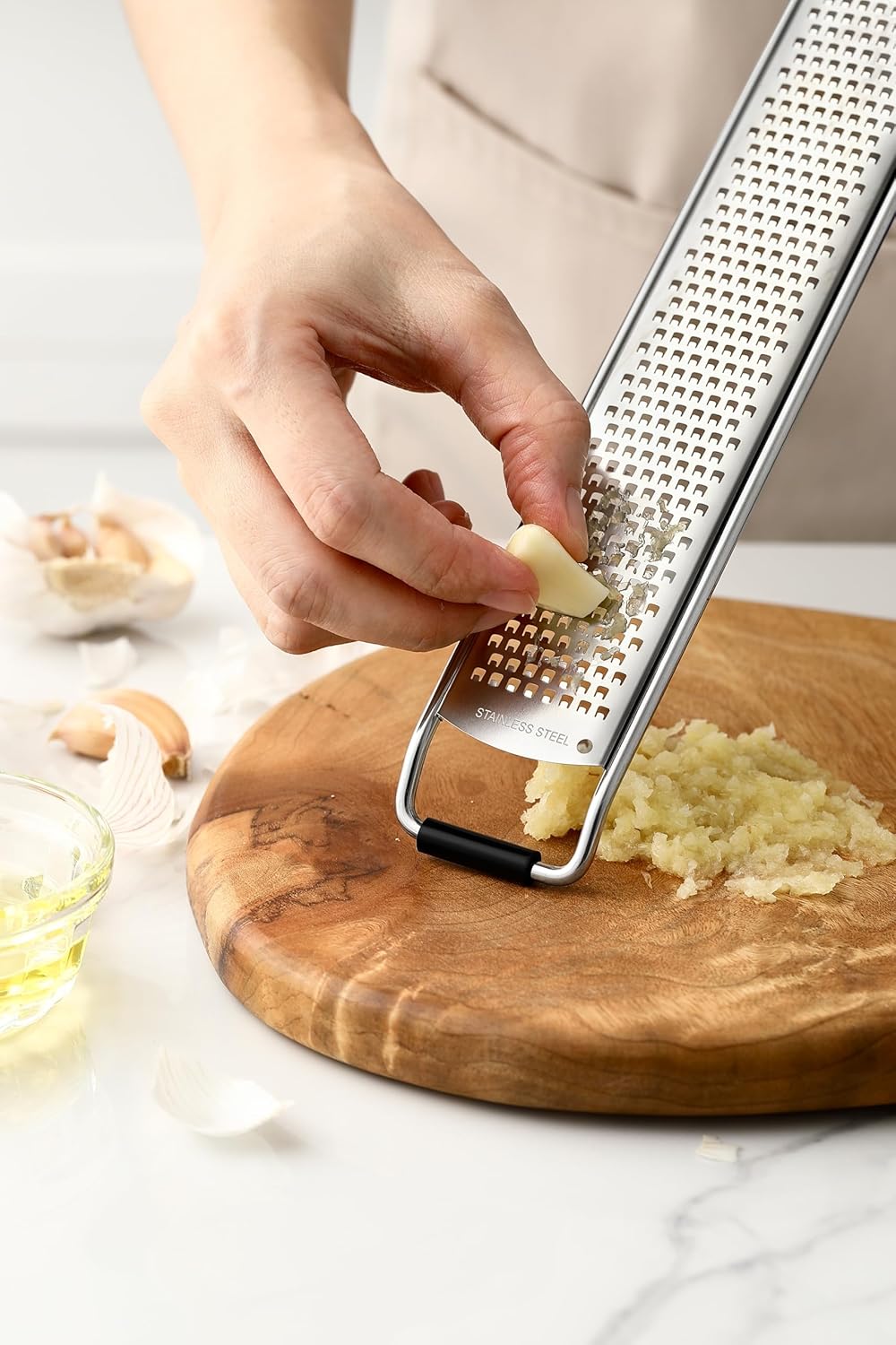 Spring Chef Stainless Steel Lemon Zester Grater - Heavy Duty Citrus Tool with Handle & Blade Cover - Black