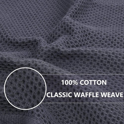 Homaxy 100% Cotton Waffle Weave Dish Cloths - Ultra Soft & Absorbent | 12x12 Inches, Dark Grey (6-Pack)