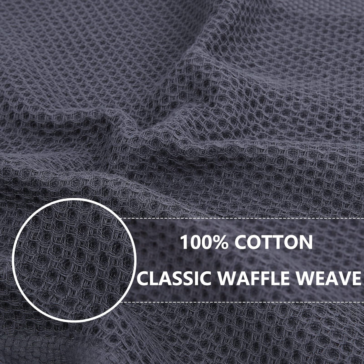 Homaxy 100% Cotton Waffle Weave Kitchen Dish Towels, Ultra Soft Absorbent Quick Drying Cleaning Towel, 20x28 Inches, 12-Pack, Dark Grey