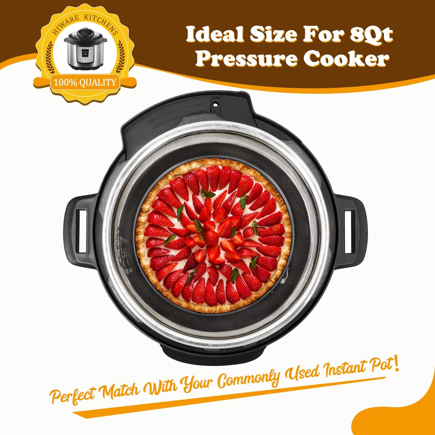 HIWARE 8 Inch Non-stick Springform Pan with Removable Bottom - Leakproof Cheesecake Pan