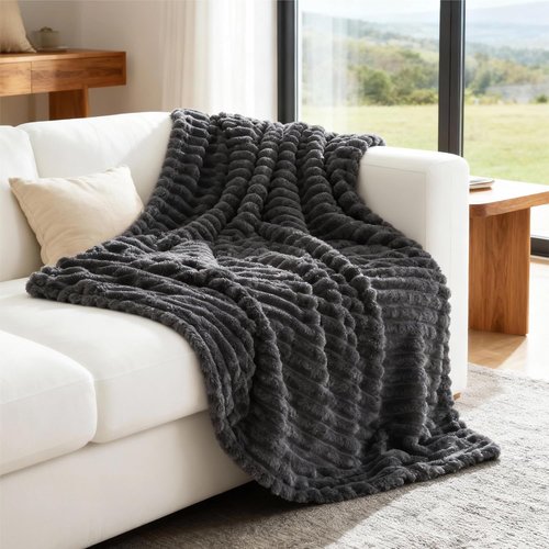 Bedsure Grey Fleece Throw Blanket - Super Soft Cozy Couch Blanket for Women | 50x60 Inches