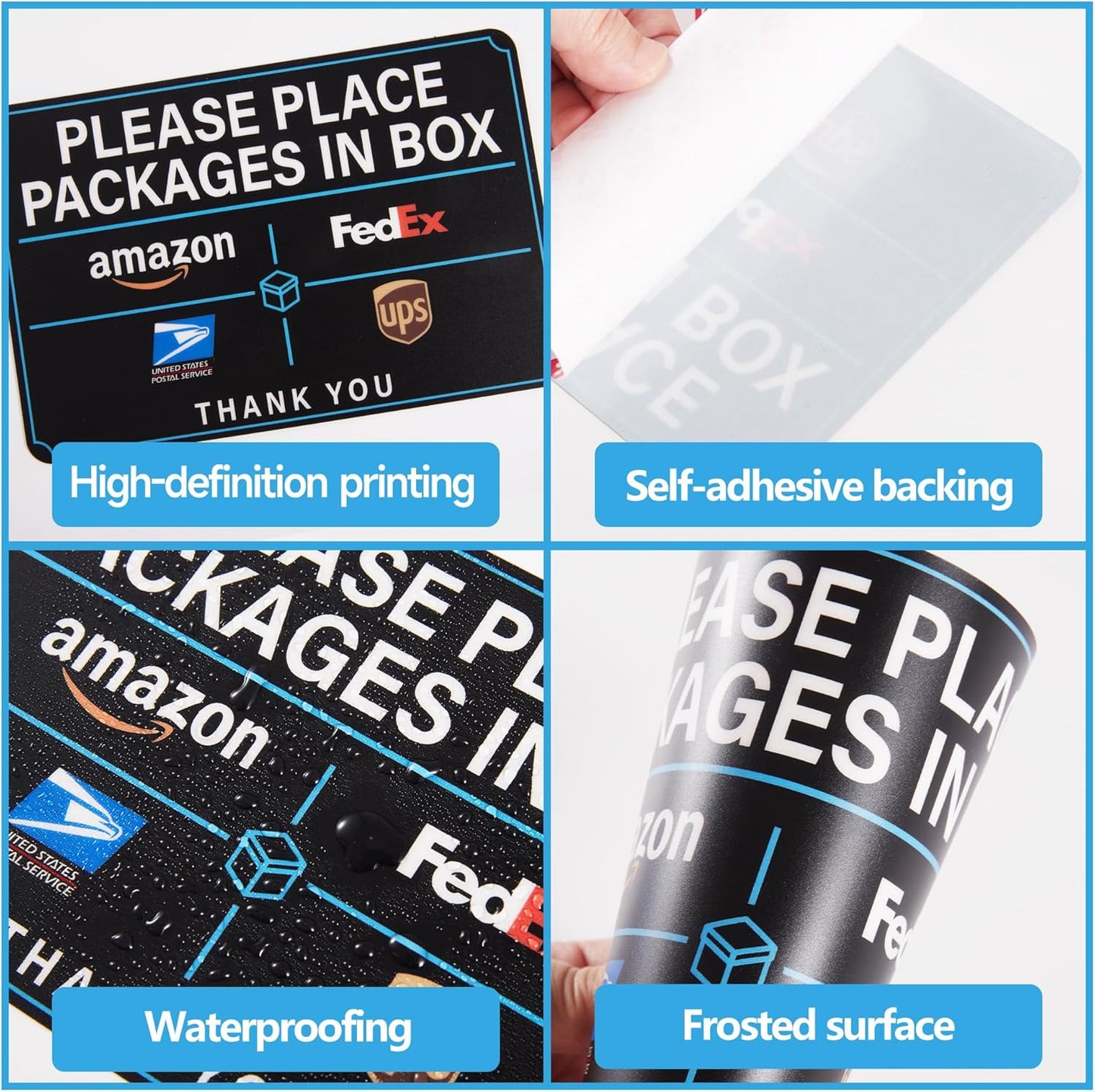 Please Leave Packages Here Sign - Self-Adhesive Waterproof Delivery Sign for Home & Office (Small)