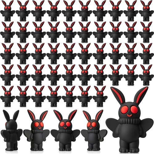 Chunful Mini Mothman Figurines - 50 Pcs Tiny Moth Man Statues for Garden Decor & Party Favors | Classic Black