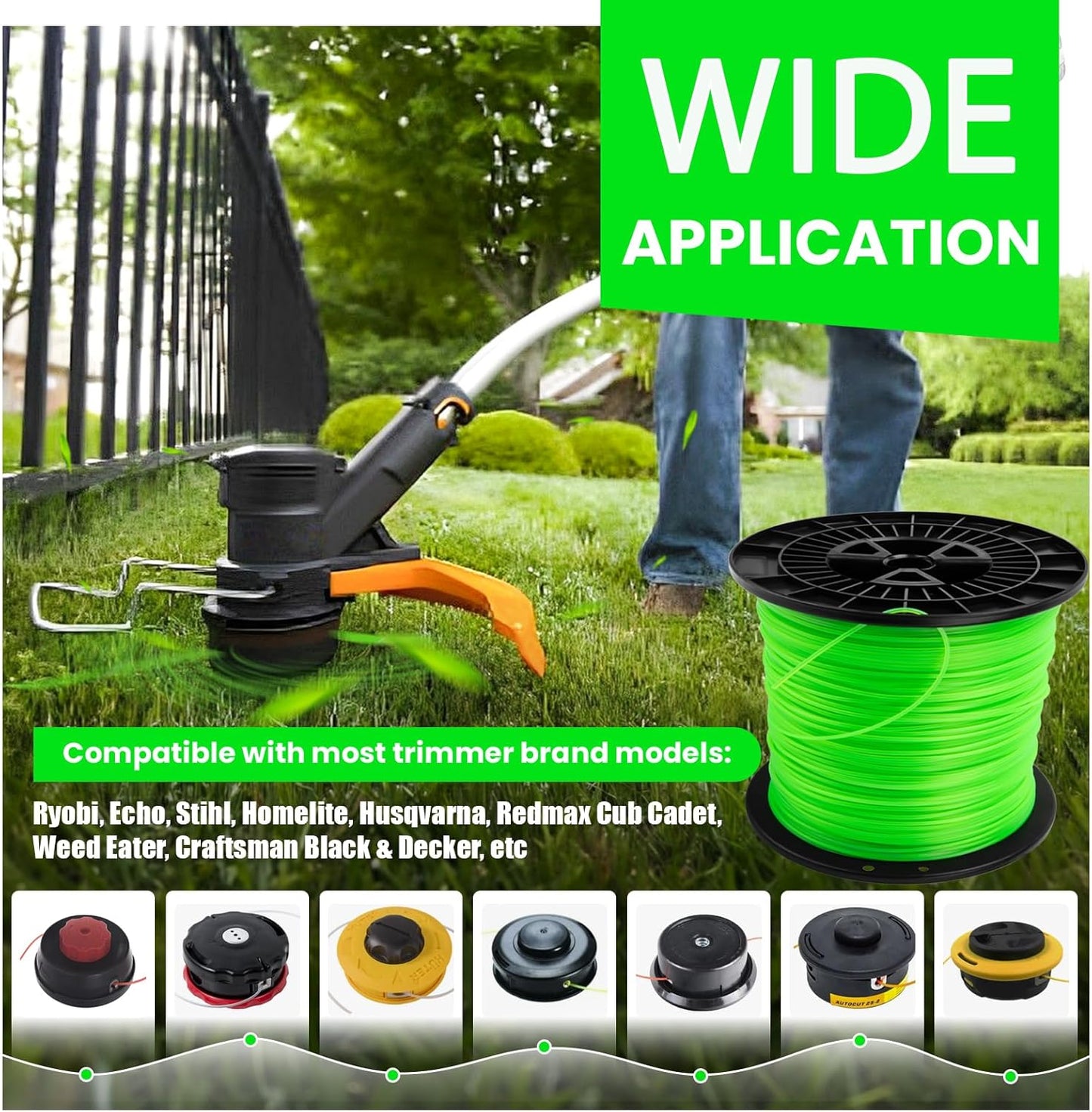KAKO 065 Trimmer Line - Durable .065" Weed Eater String | 2000 Ft | Fits Most 12-Inch Cordless Trimmers