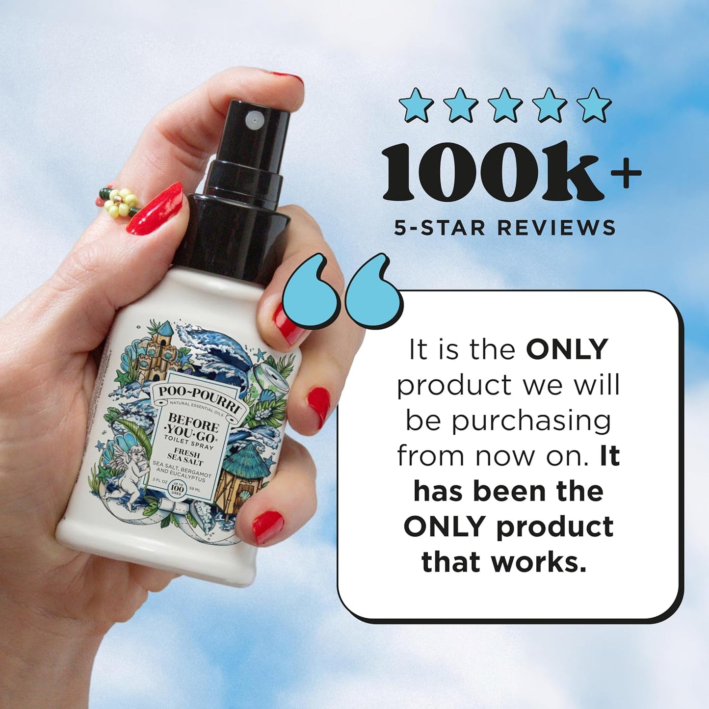 Poo-Pourri Toilet Spray - Fresh Sea Salt Scent | Plant-Based Odor Deodorizer, 4 Fl Oz (Pack of 2)