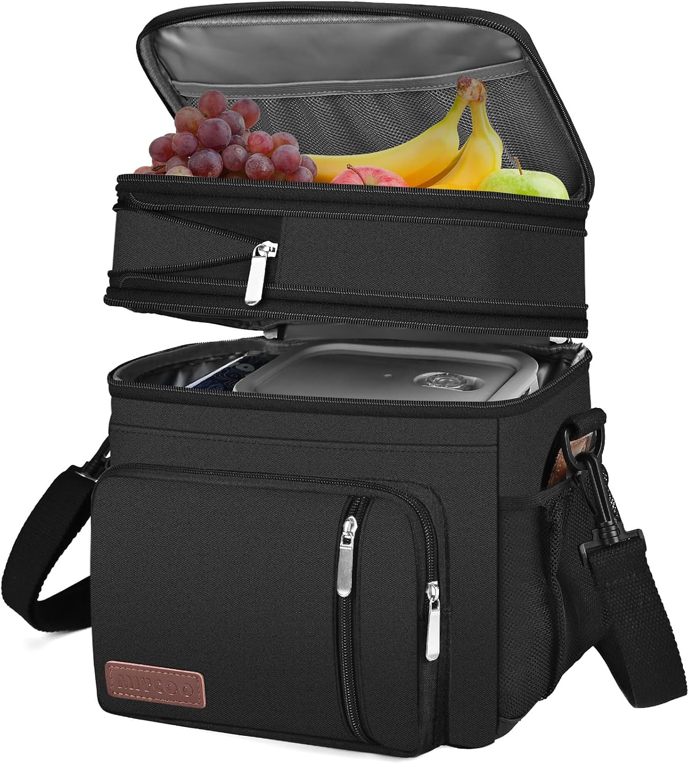 MIYCOO Insulated Lunch Bag - Large Leakproof Cooler for Work, Beach & Travel | Black, 15L