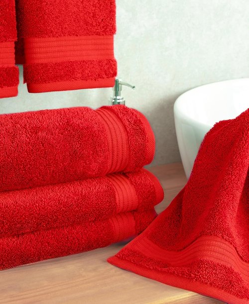 Cotton Paradise Hand Towels - 100% Turkish Cotton, Soft & Absorbent 4-Piece Set in Red