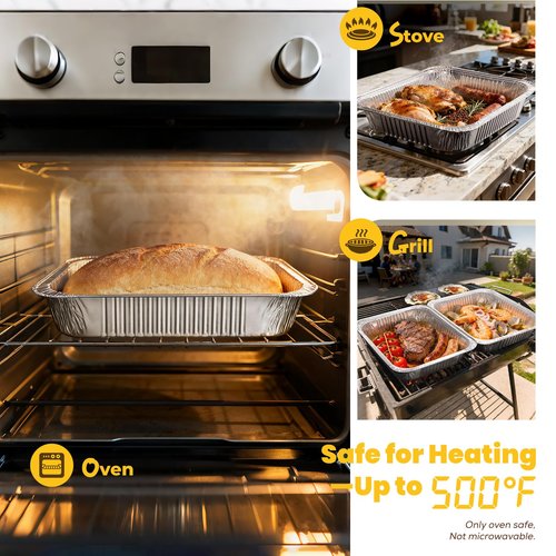 Fit Meal Prep 40 Pack 9x13 Aluminum Foil Pans - Heavy Duty Half Size Baking Pans Disposable for Roasting, Cooking, Serving, and Freezing - Tin Pan Trays for Buffet, Meal Prep, and Food Storage