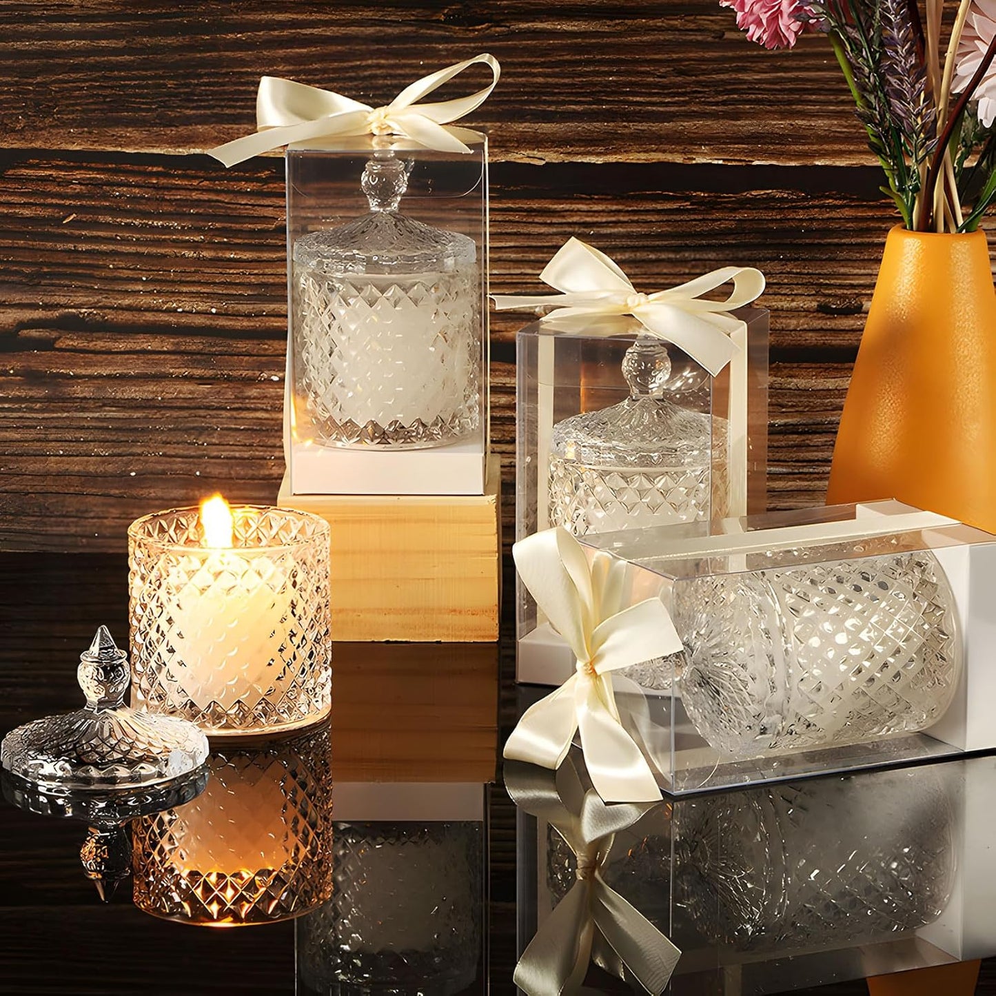 12 Pack Wedding Candle Favors for Guests in Glass Personalized Favors Candles Bulk Souvenirs Bridal Proposal Gift Thanks for Coming Wedding Party(Stylish Style)