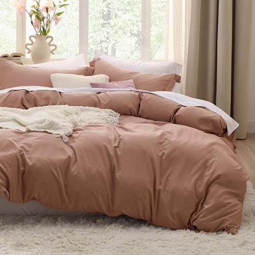 Bedsure Mocha Mousse Duvet Cover - Extra Soft 3-Piece Queen Bedding Set with Zipper Closure | 90x90 Inches