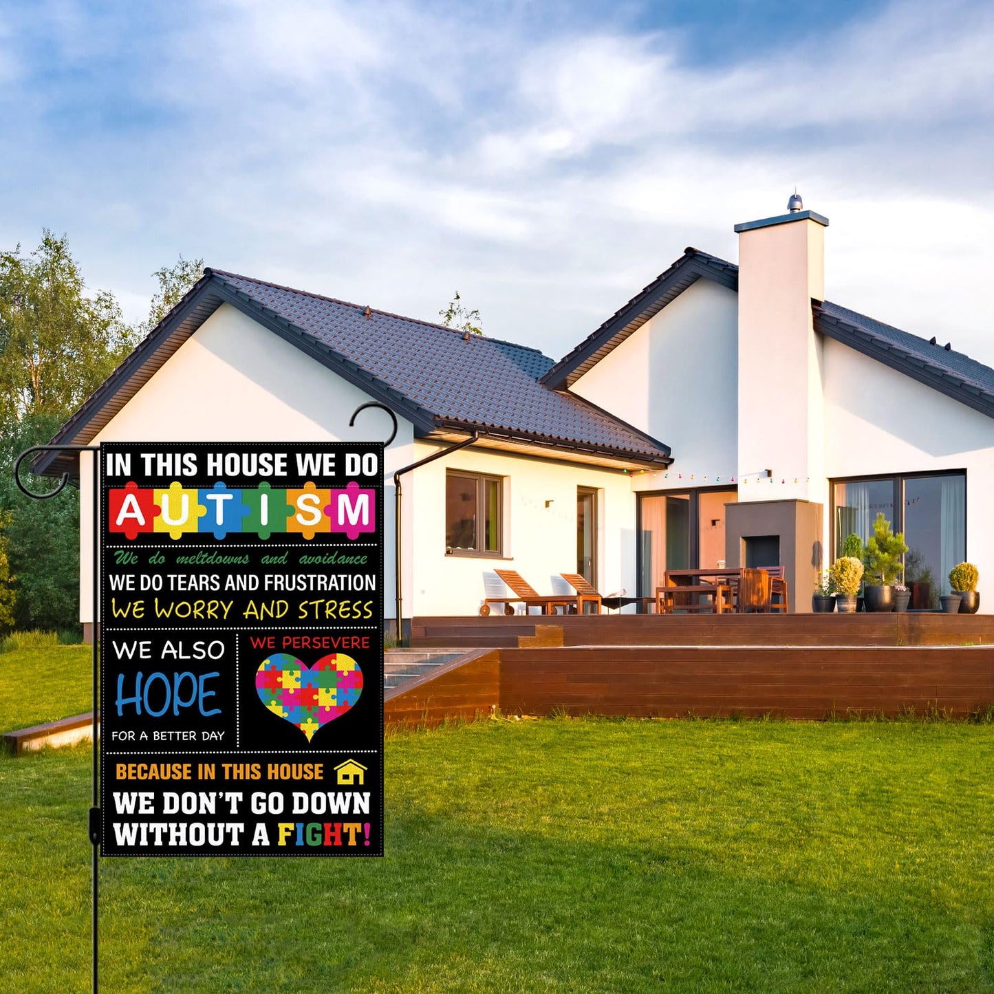 Autism Awareness Garden Flag Puzzle Piece Inspirational Support April Decoration Vertical Double Sized Yard Outdoor Decor