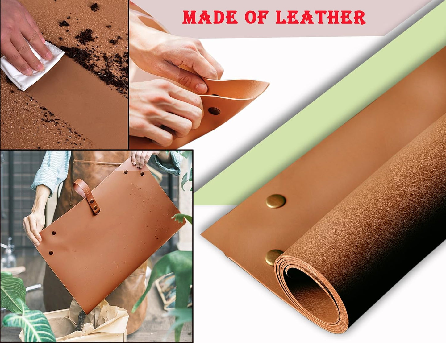 Skiennix Plant Repotting Mat - Waterproof Leather for Indoor Succulent Transplanting | 30" X 18", Brown