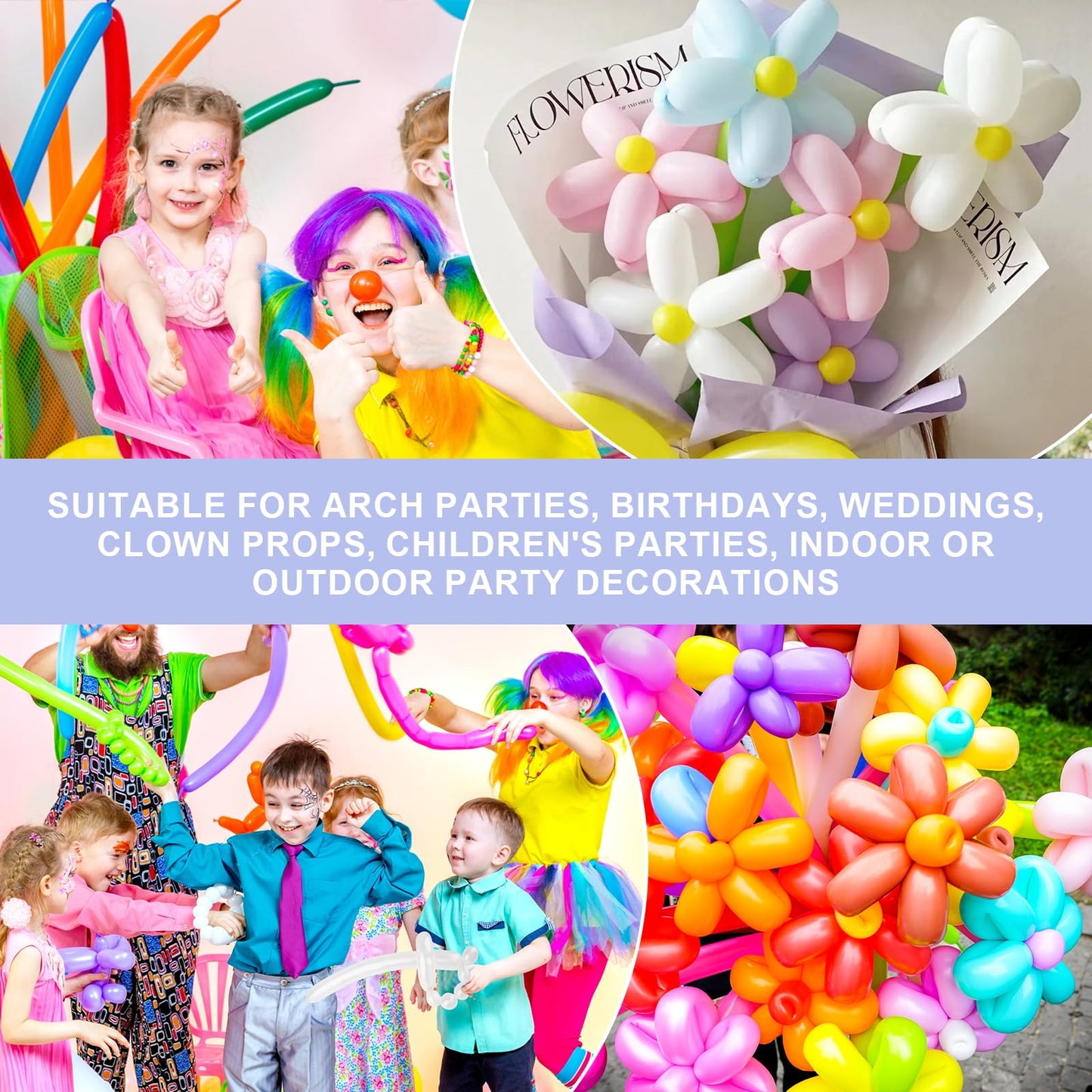 260 Balloons 100 PCS Multi - Premium Long Skinny Latex Balloons for Animal Twisting, Beginners, Weddings & Birthdays Party Decorations