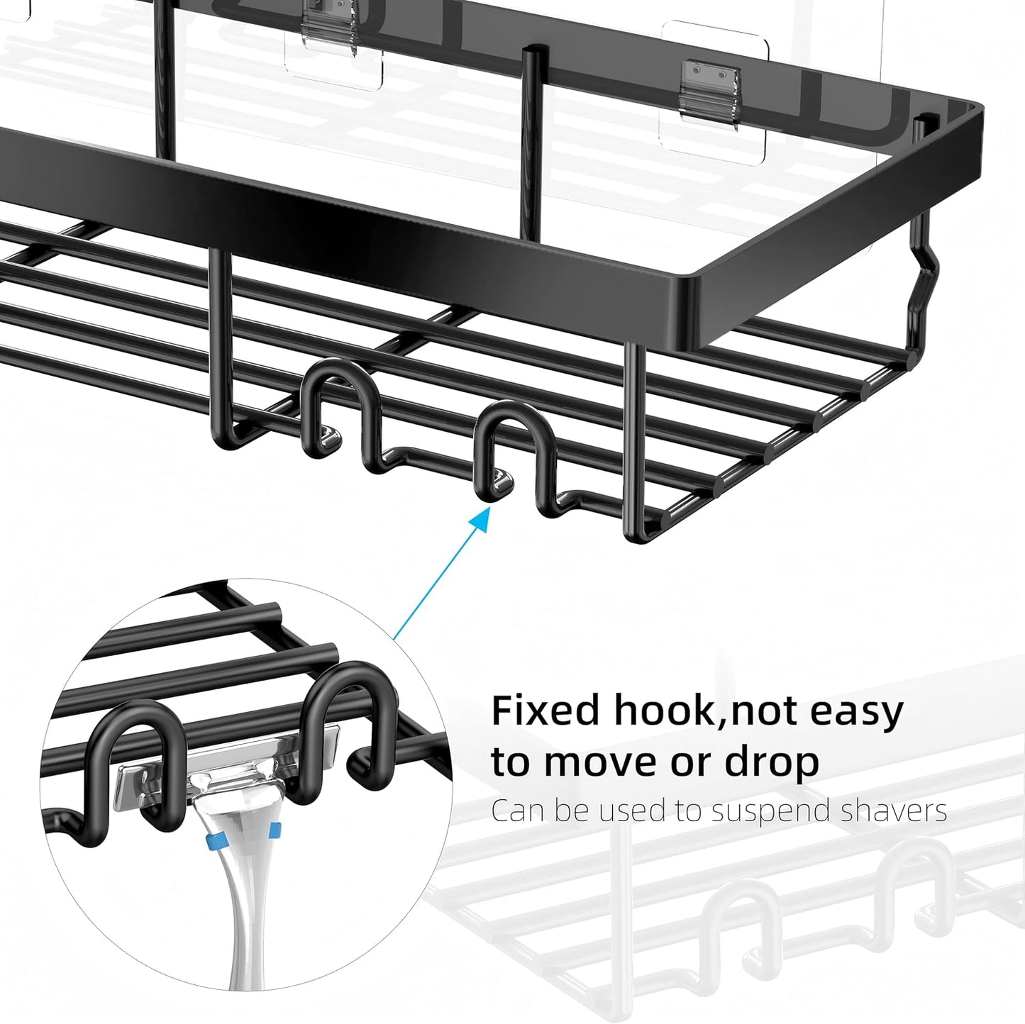 Moforoco Shower Caddy Basket Shelf - No Drilling, Rustproof Black Bathroom Organizer | 3-Pack with Soap Holder