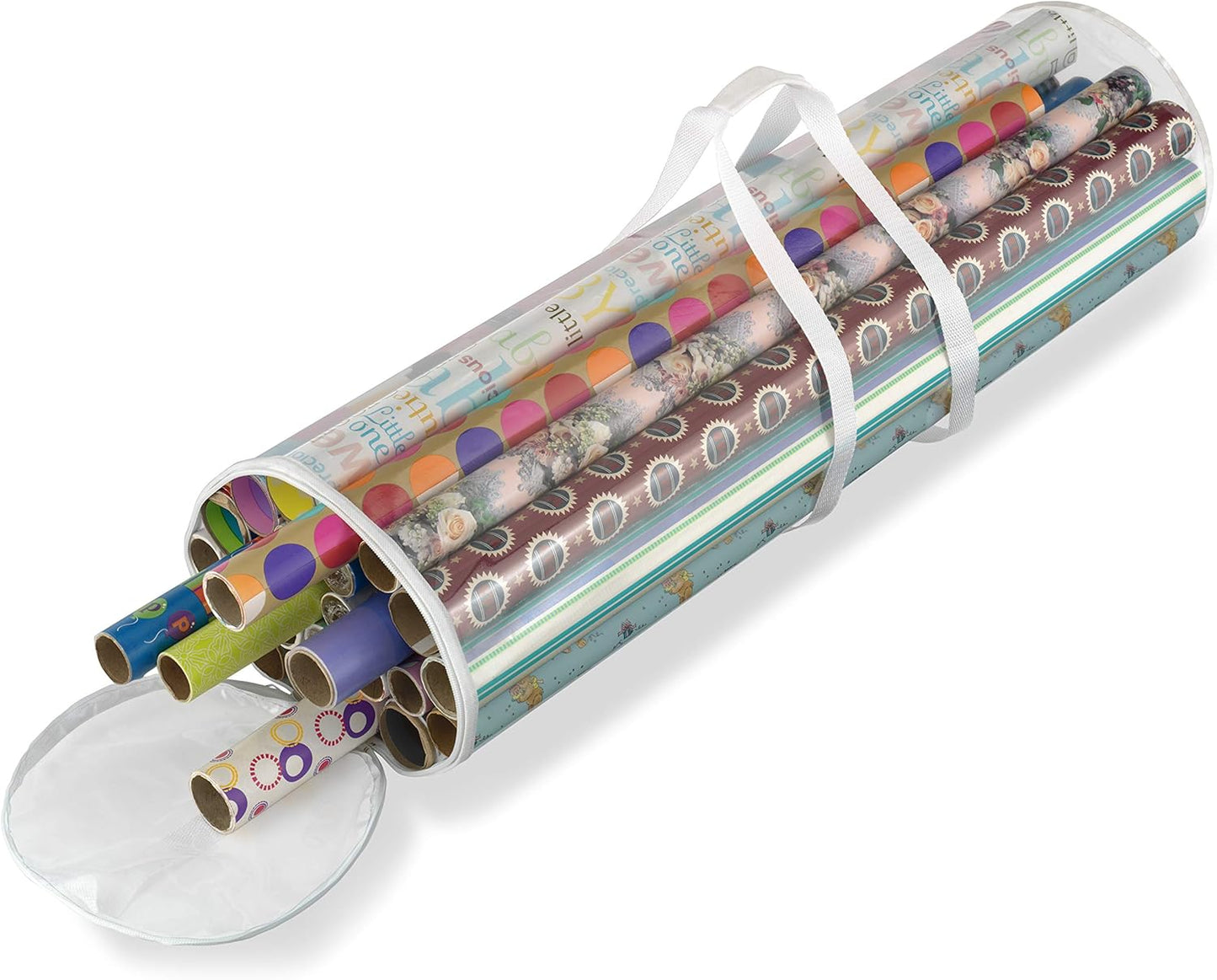 Whitmor Clear Gift Wrap Organizer - Zippered Storage for 25 Rolls | Perfect for Holiday Gifts