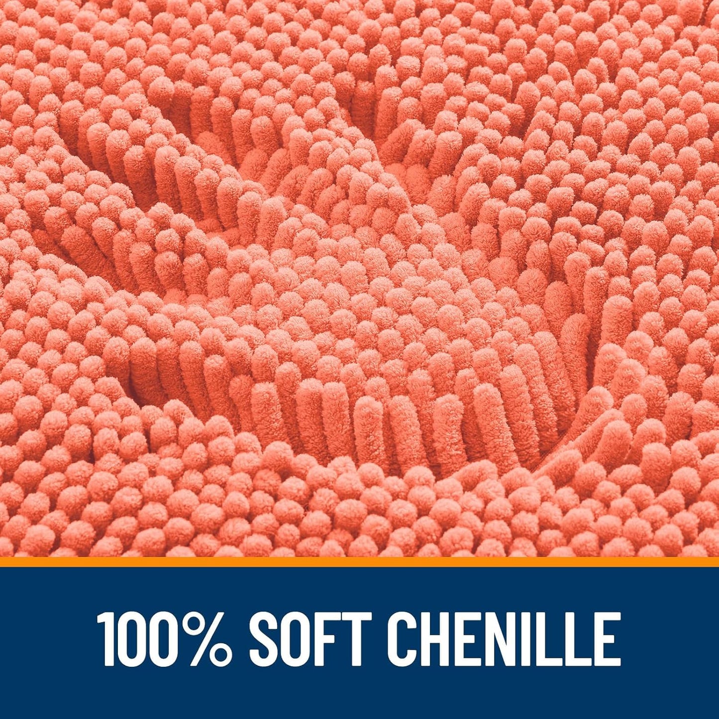 OLANLY Bathroom Runner Rugs - Extra Soft Chenille Bath Mats | Quick Dry, Machine Washable, 59x24, Coral