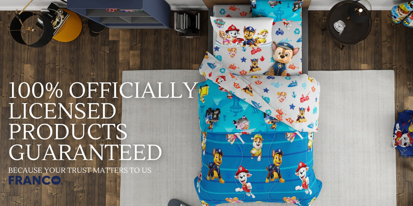 Paw Patrol Kids Bedding Super Soft Comforter and Sheet Set with Sham, 5 Piece Twin Size, (100% Officially Licensed Nickelodeon Product) By Franco
