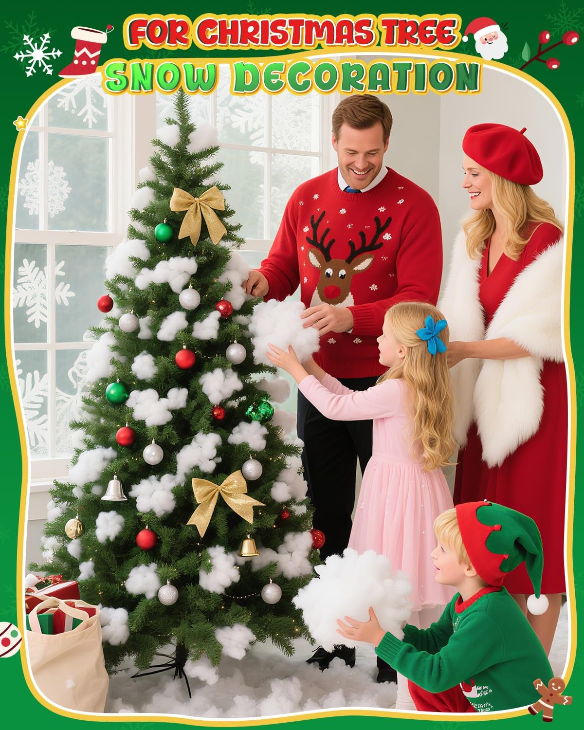 Skiennix Fluffy Fake Snow | 17.64oz Cotton Artificial Snow for Christmas Decor & Indoor Parties