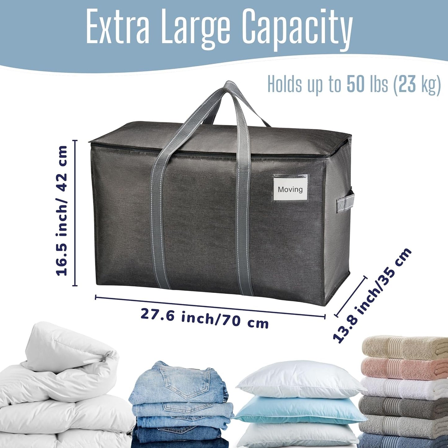 VENO Heavy Duty Moving Bags - 8 Pack Extra Large Storage Solution with Reinforced Handles & Strong Zippers | Foldable & Reusable for Clothes & Dorm Storage