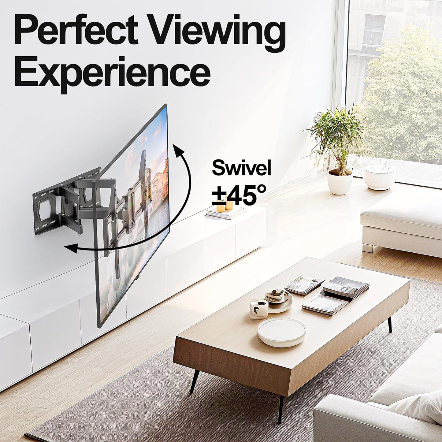 USX MOUNT Full Motion TV Wall Mount - Fits 42-84 Inch TVs, 120lbs Capacity, VESA 600x400mm, Dual Articulating Arms