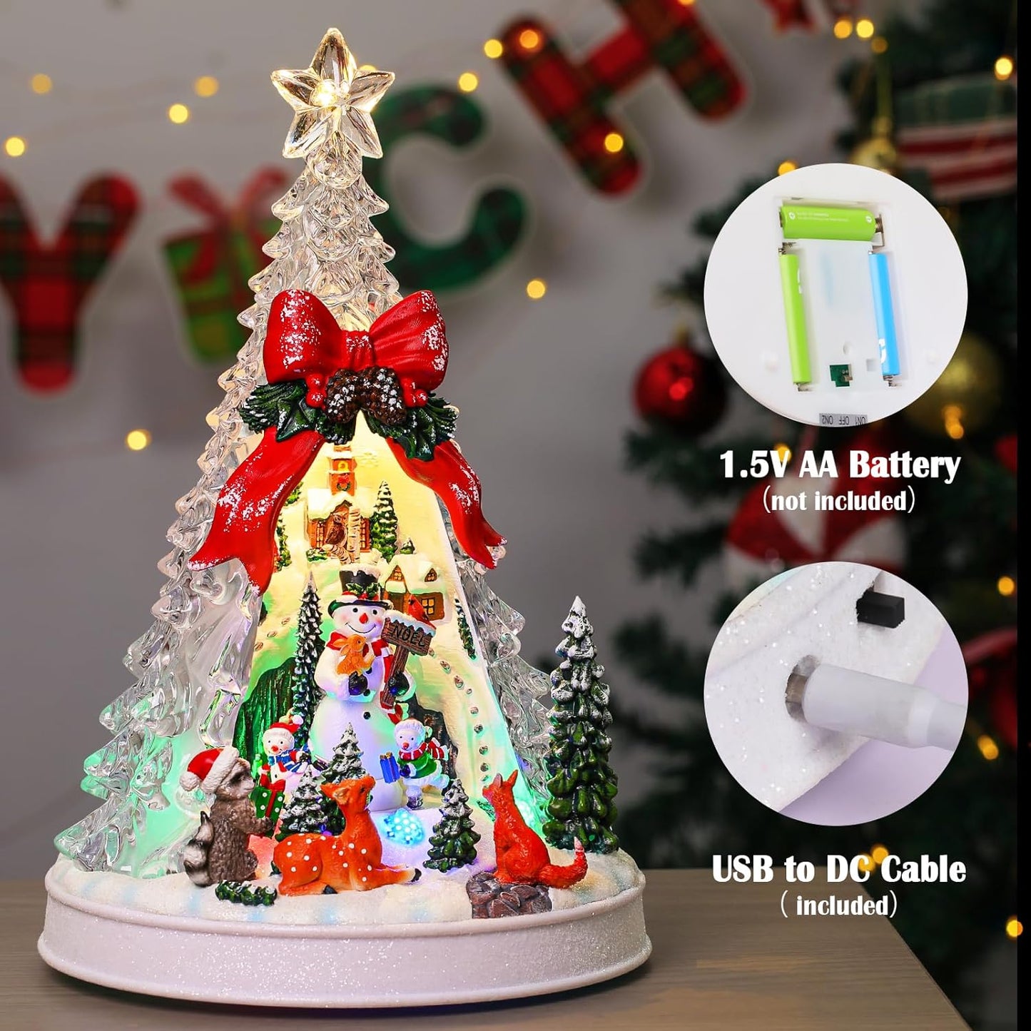Priddop Christmas Village Scene - Animated Rotating Snowman with LED Lights & Music | Collectible Decor